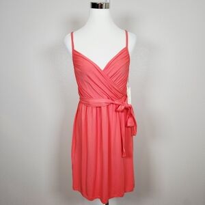 TART Coral Jo Sleeveless Wrap Tie Dress Party Festive Summer Festival
